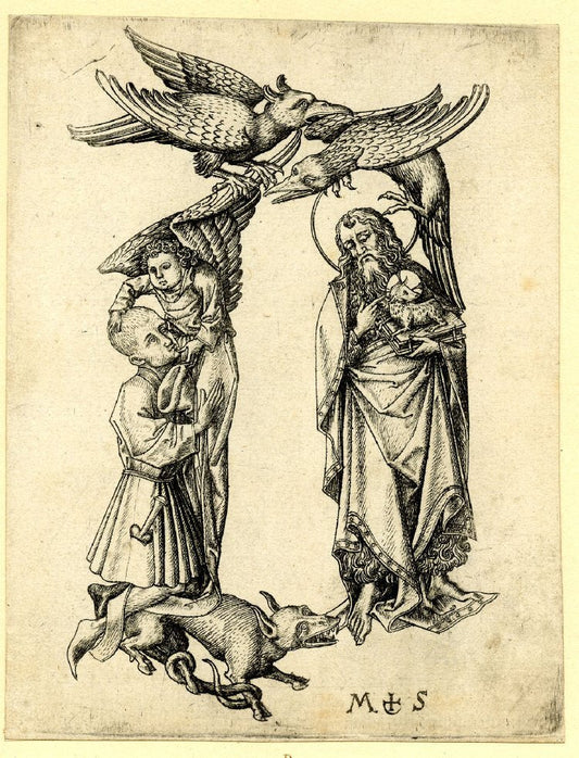 lettre D, vintage artwork by Master E.S., A3 (16x12") Poster Print