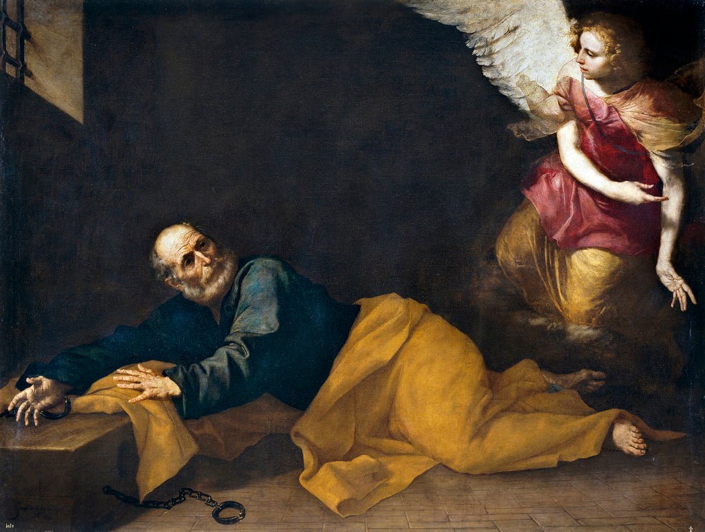 Liberation of Saint Peter, vintage artwork by Jusepe de Ribera, 12x8" (A4) Poster