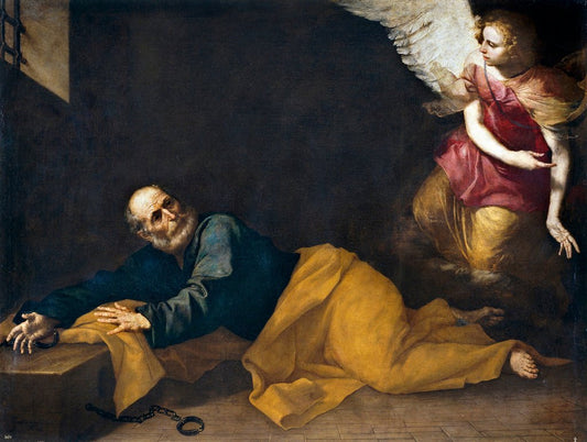 Liberation of Saint Peter, vintage artwork by Jusepe de Ribera, 12x8" (A4) Poster