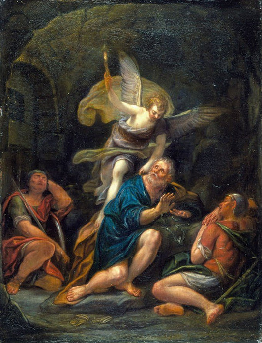 Liberation of St Peter, vintage artwork by Follower of Francesco Albani, 12x8" (A4) Poster