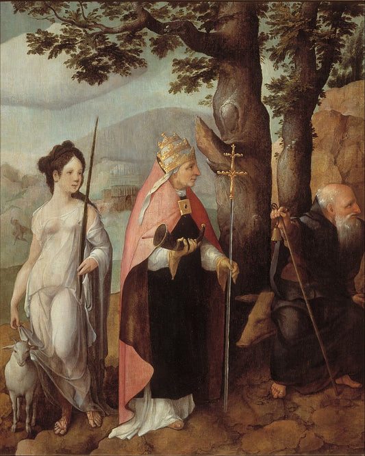 Lochorst Triptych with The Entry of Christ into Jerusalem (left panel), vintage artwork by Jan van Scorel, A3 (16x12") Poster Print