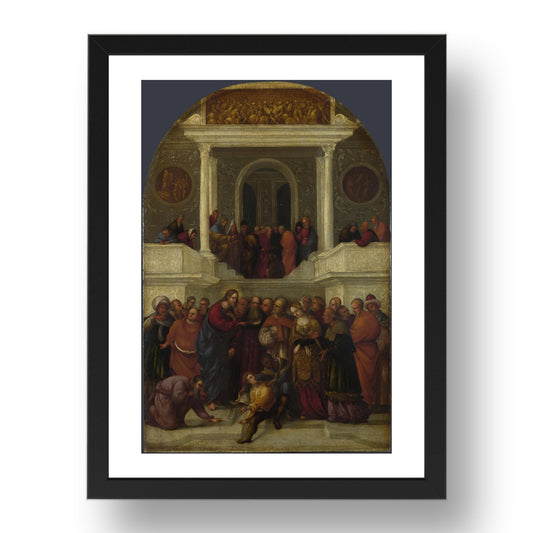 Lodovico Mazzolino: Christ and the Woman taken in Adultery, Poster in 17x13"(A3) Frame