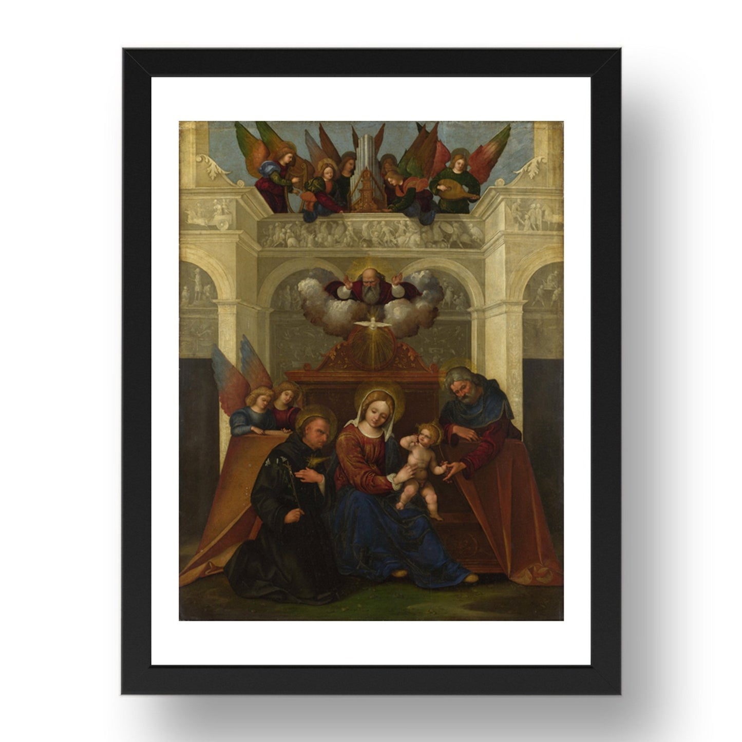 Lodovico Mazzolino: The Holy Family with Saint Nicholas of Tolentino, Poster in 17x13"(A3) Frame