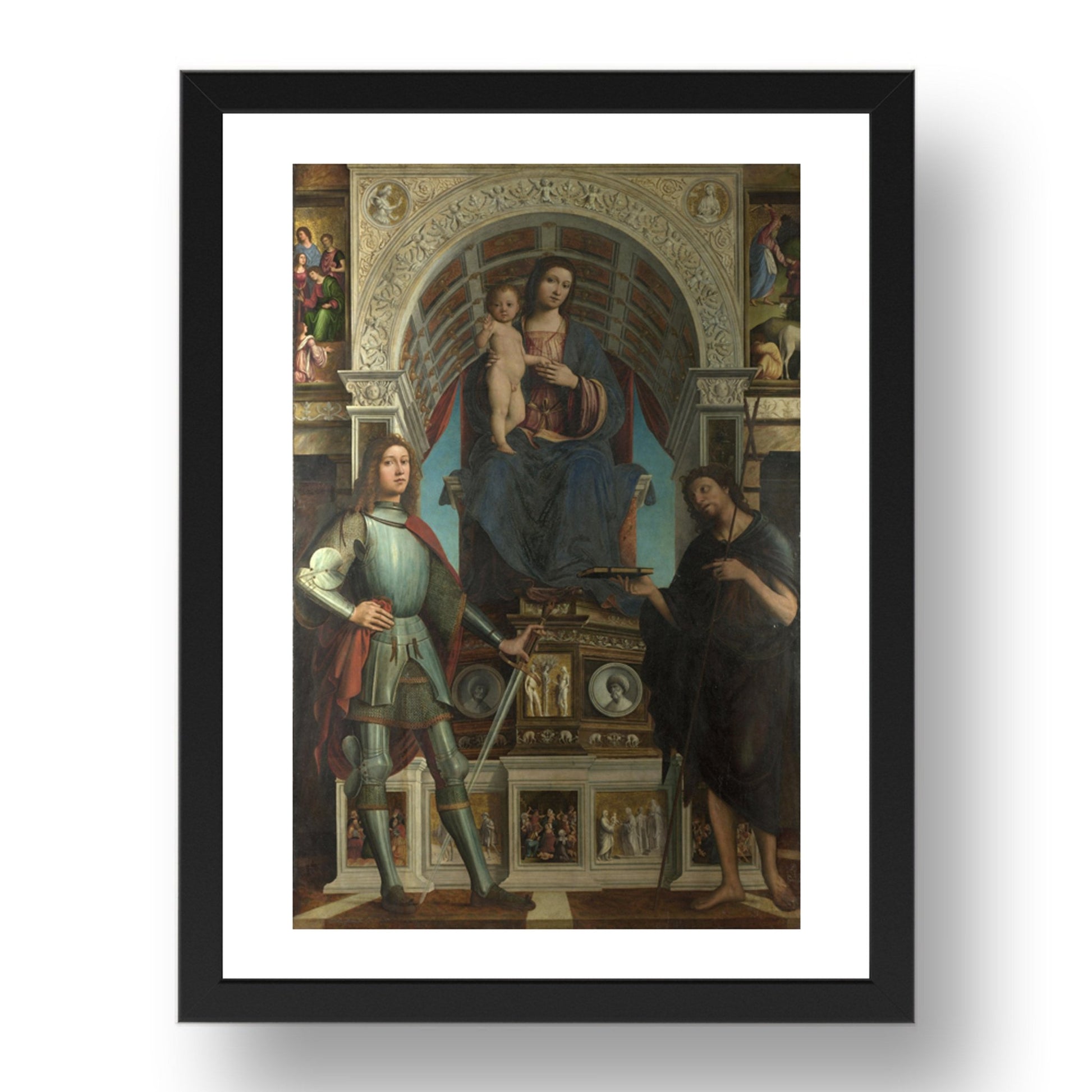 Lorenzo Costa and Gianfrancesco Maineri: The Virgin and Child with Saints, Poster in 17x13"(A3) Frame