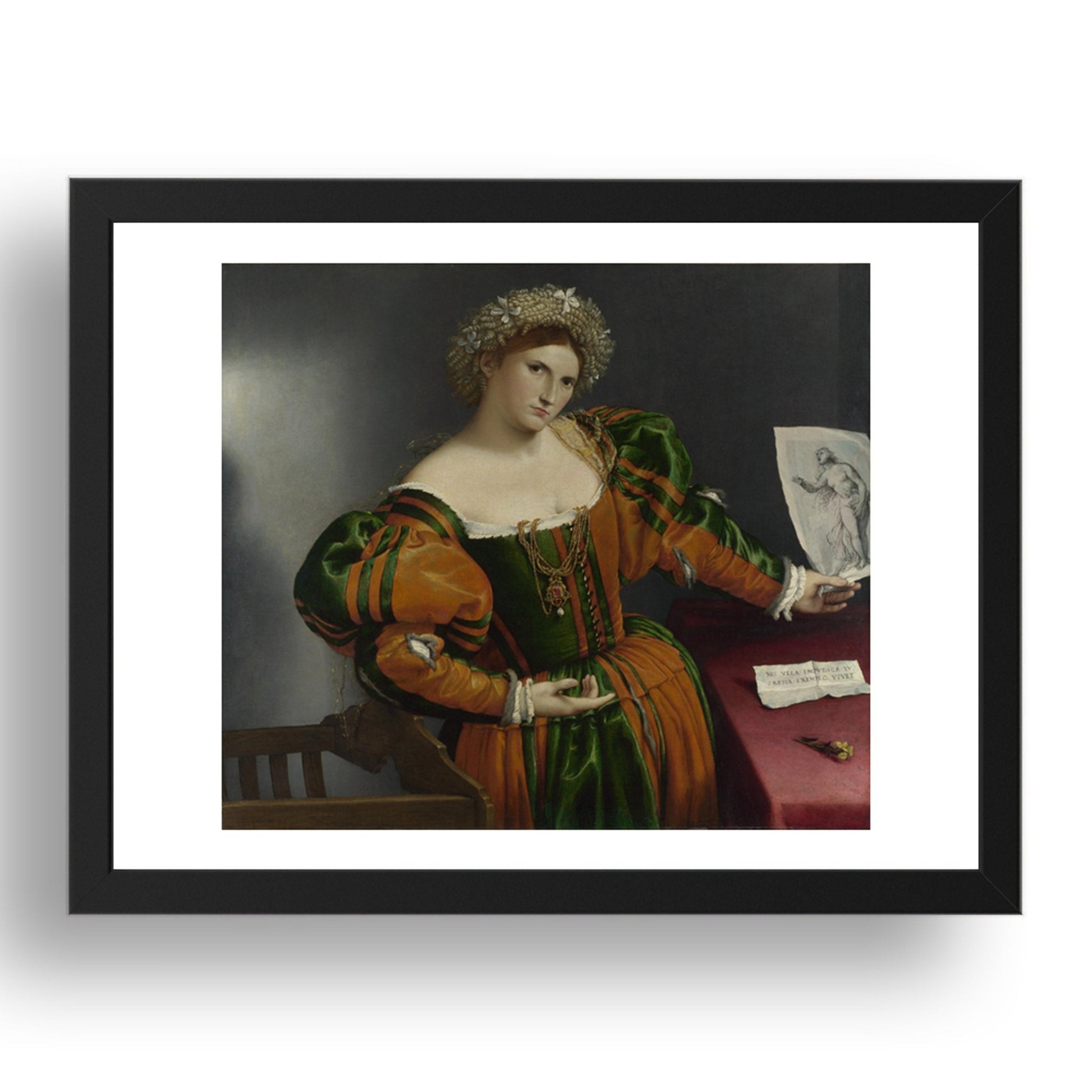 Lorenzo Lotto: Portrait of a Woman inspired by Lucretia, Poster in 17x13"(A3) Frame