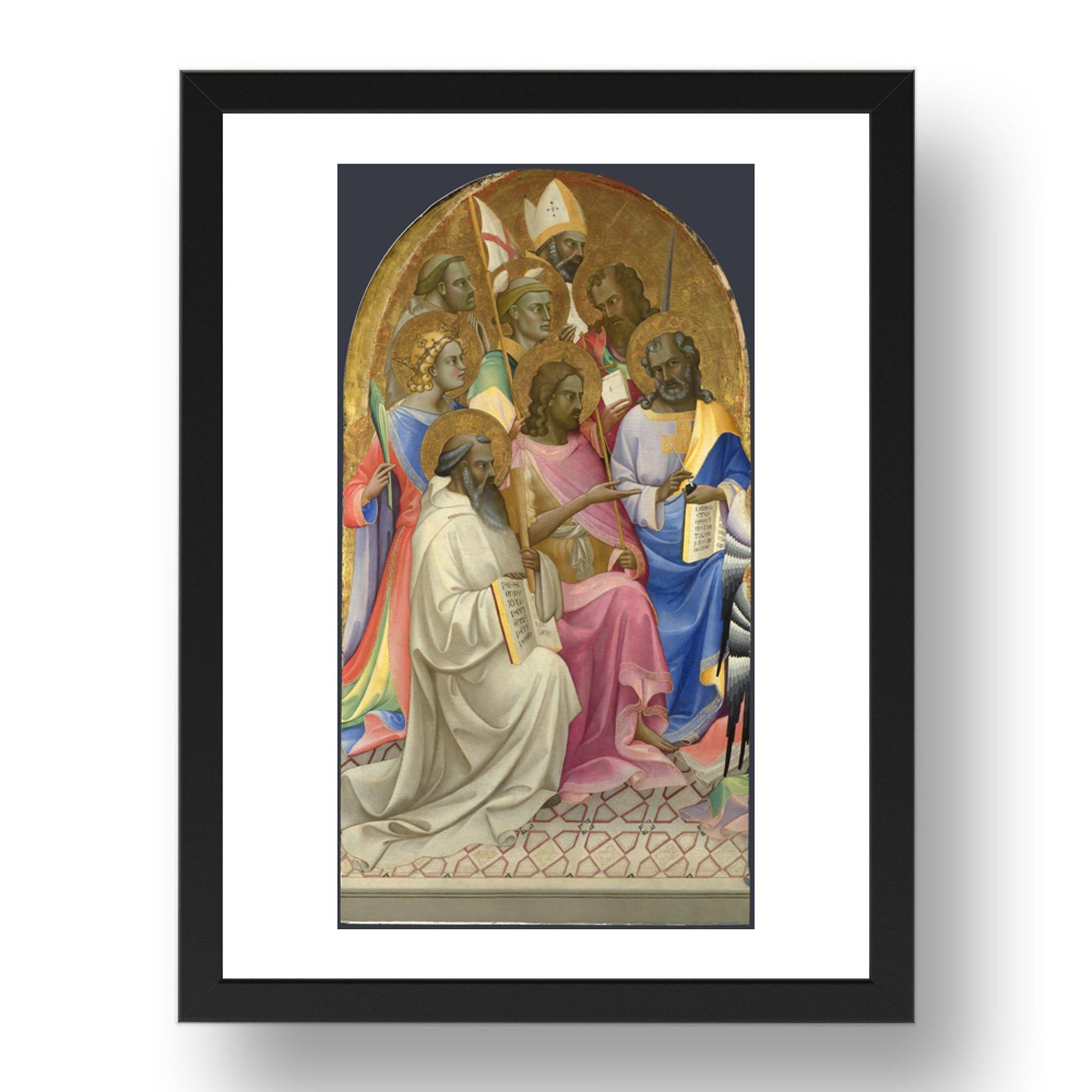Lorenzo Monaco: Adoring Saints: Left Main Tier Panel, Poster in 17x13"(A3) Frame