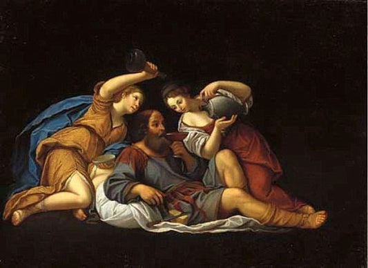 Lot and his Daughters, vintage artwork by Francesco Albani, 12x8" (A4) Poster