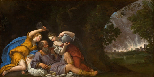 Loth and his Daughters, vintage artwork by Francesco Albani, 12x8" (A4) Poster