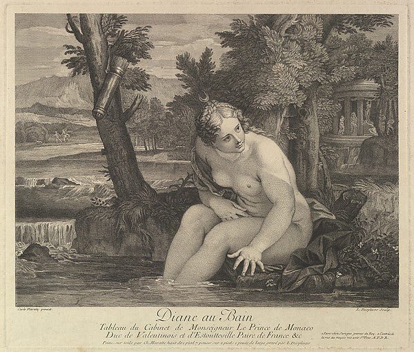 Louis Desplaces , After Carlo Maratti:Diana at the Bath , vintage artwork, 16x12"(A3) Poster Print