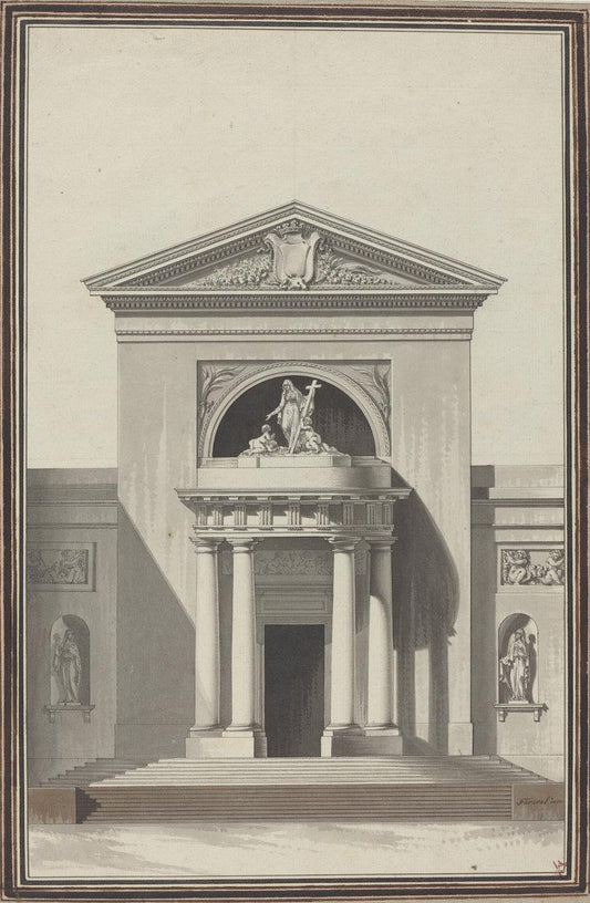 Louis Gustave Taraval:Facade for a Church with a Sculpture R,16x12"(A3) Poster