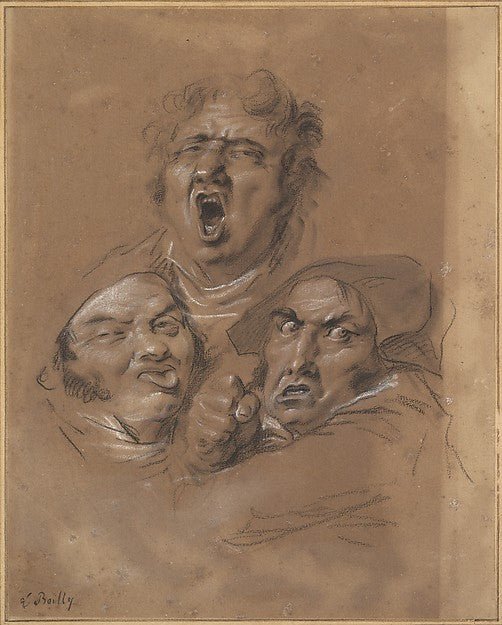 Louis Léopold Boilly:Study of Three Heads c1823-16x12"(A3) Poster
