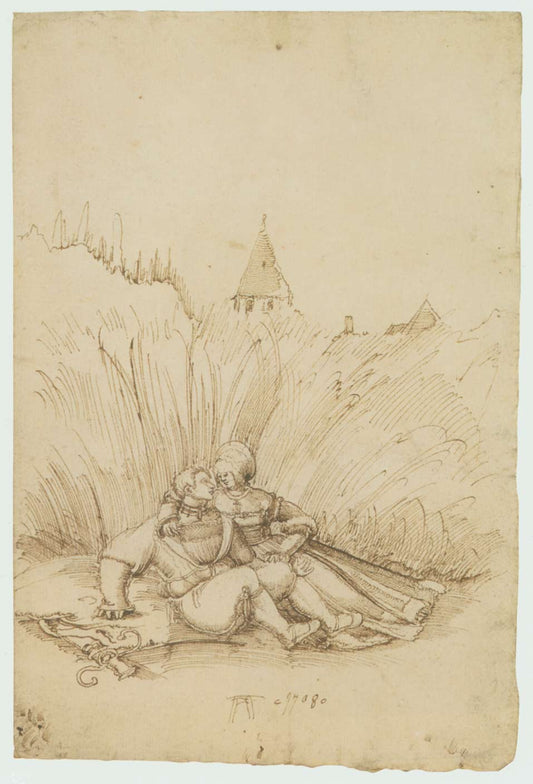 Lovers in a Hay Field, vintage artwork by Albrecht Altdorfer, A3 (16x12") Poster Print