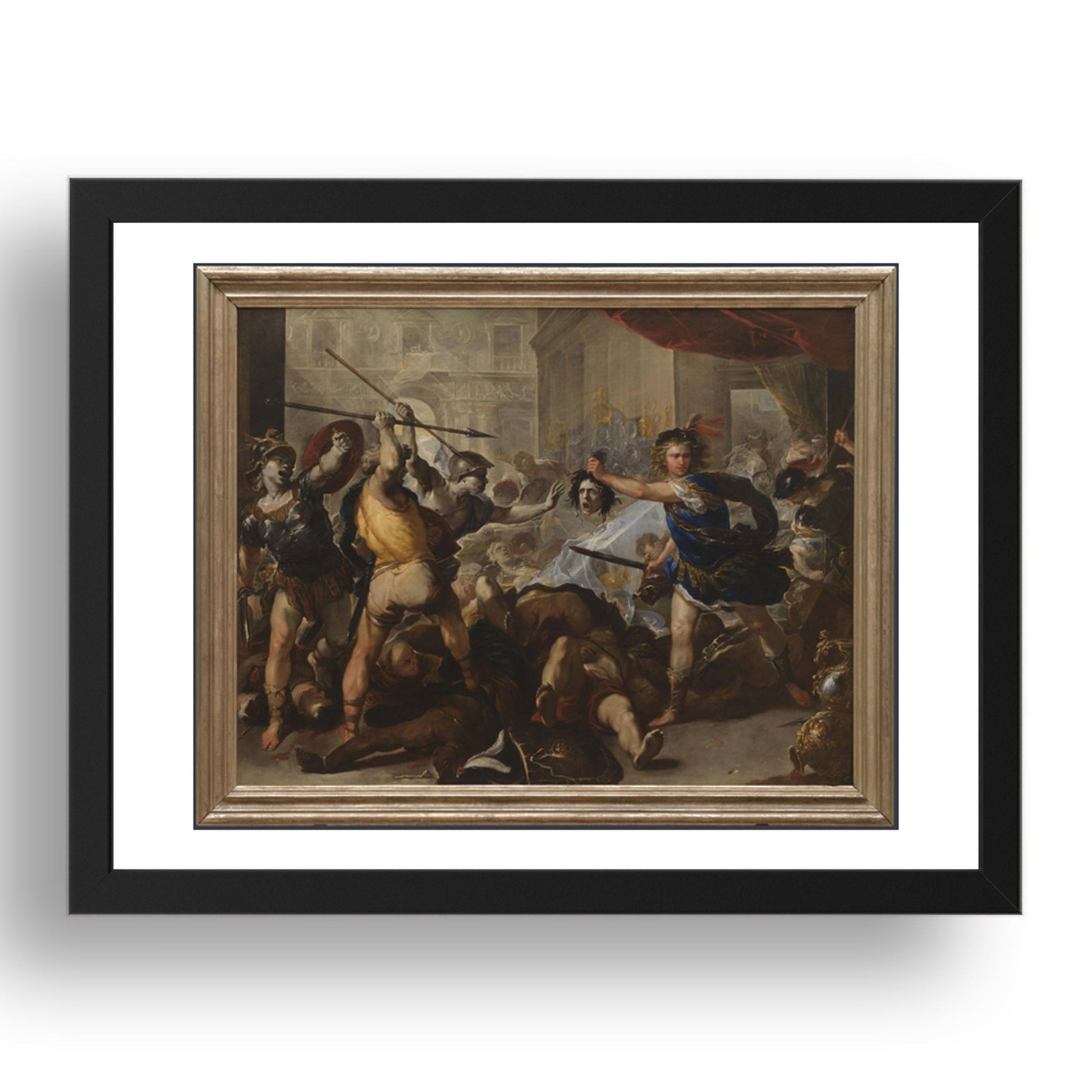 Luca Giordano: Perseus turning Phineas and his Followers to Stone, Poster in 17x13"(A3) Frame