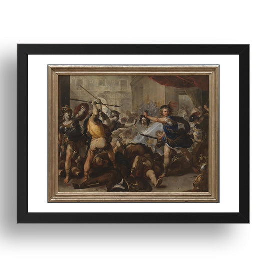 Luca Giordano: Perseus turning Phineas and his Followers to Stone, Poster in 17x13"(A3) Frame