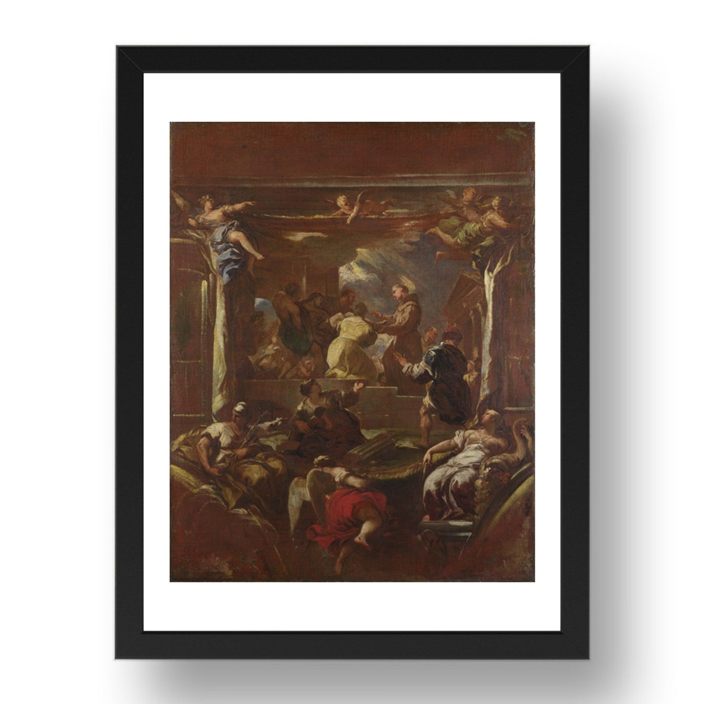 Luca Giordano: Saint Anthony of Padua restores the Foot of a Man, Poster in 17x13"(A3) Frame