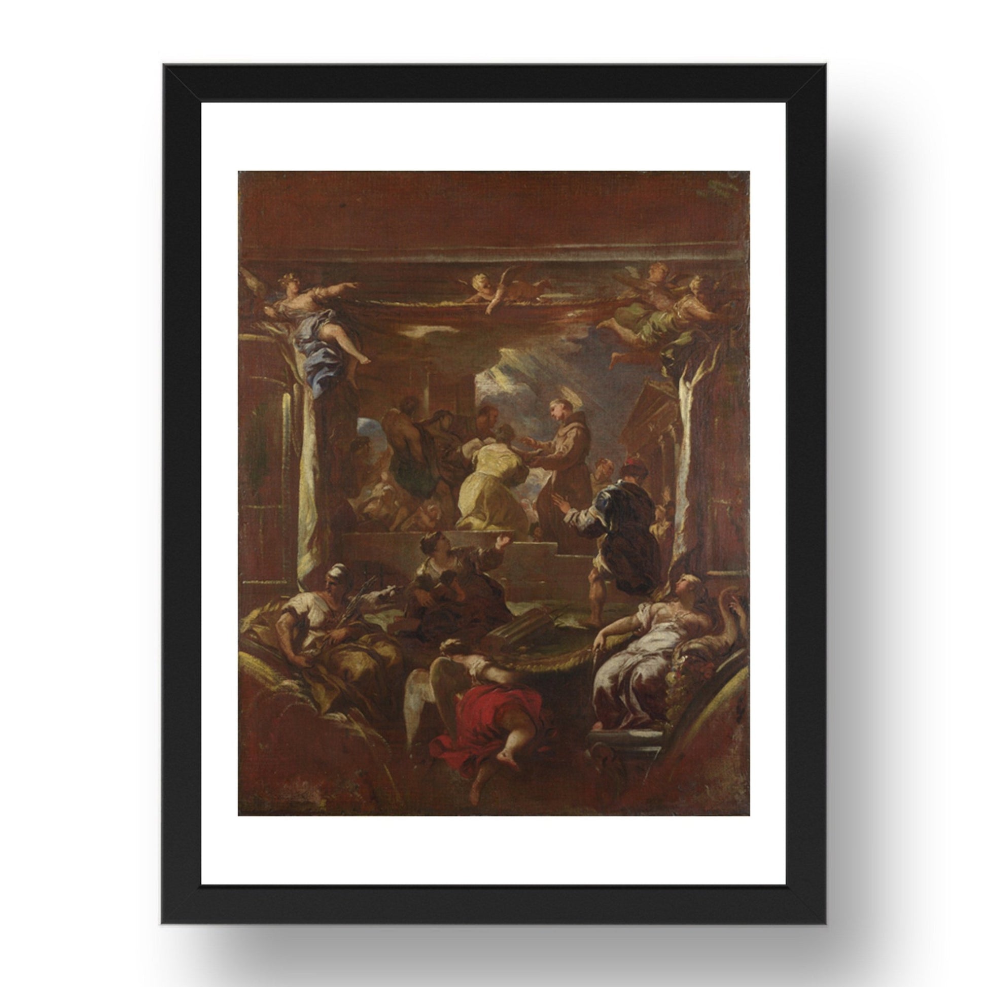 Luca Giordano: Saint Anthony of Padua restores the Foot of a Man, Poster in 17x13"(A3) Frame