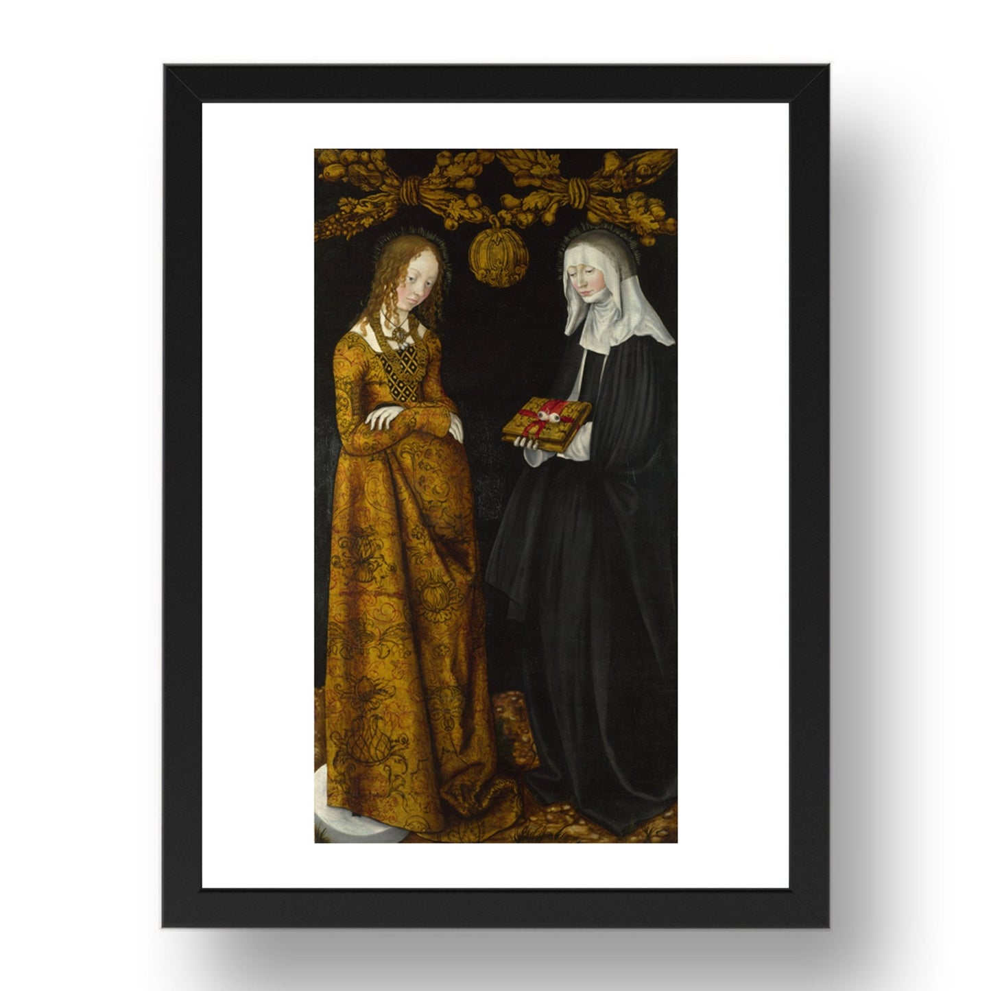 Lucas Cranach the Elder: Saints Christina and Ottilia, Poster in 17x13"(A3) Frame