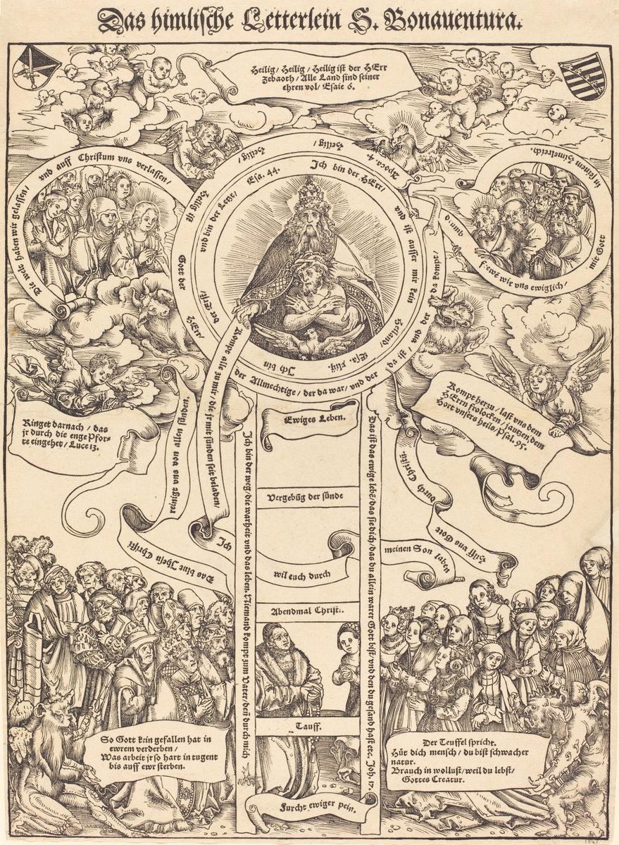 Lucas Cranach the Elder:The Celestial Ladder of Saint Bonave,16x12"(A3) Poster