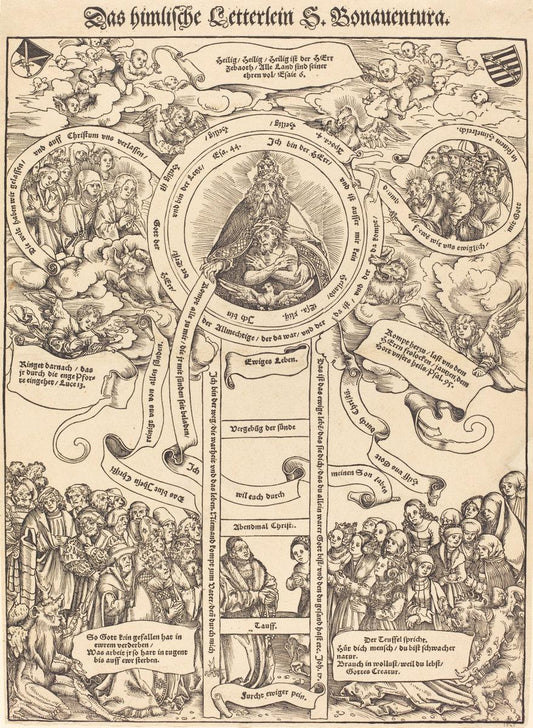 Lucas Cranach the Elder:The Celestial Ladder of Saint Bonave,16x12"(A3) Poster