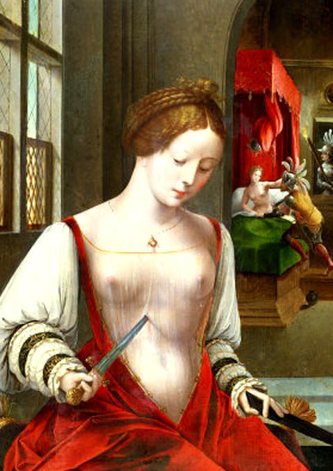 Lucretia, First Wife of Lucius Colatinus Tarquinius, vintage artwork by Ambrosius Benson, A3 (16x12") Poster Print