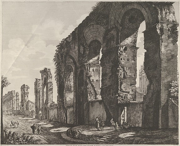 Luigi Rossini:View of Nero's aqueduct Rome 1823, vintage artwork, 16x12"(A3) Poster Print