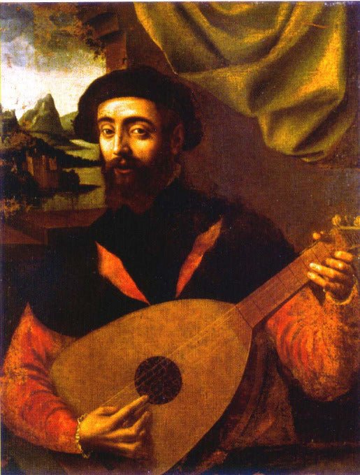 Lutenist, vintage artwork by Giulio Campi, A3 (16x12") Poster Print