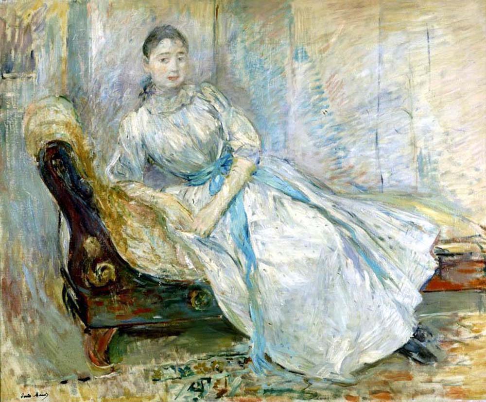 Madame Albine Sermicola in the Studio - 1889 - E. G. Buhrle Collection Switzerland by Berthe Morisot, vintage art, modern poster print