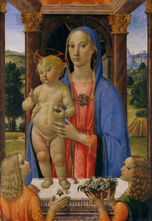 Madona and Child with Angels, vintage artwork by Cosimo Rosselli, A3 (16x12") Poster Print