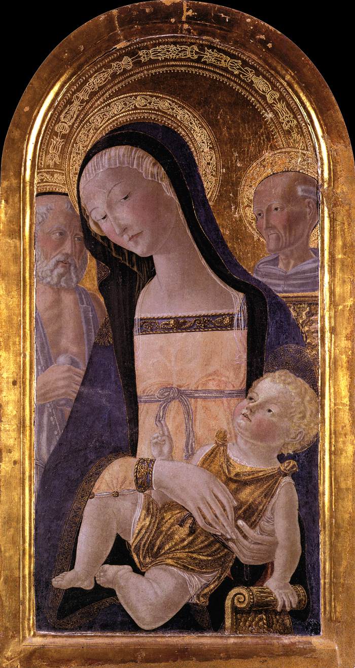 Madonna and Child Between Saint Jerome and Saint Bernardino, vintage artwork by Neroccio de' Landi, A3 (16x12") Poster Print