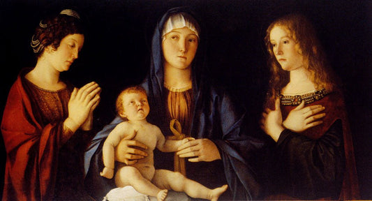 Madonna And Child Between St. Catherine And St. Mary Magdalen, vintage artwork by Giovanni Bellini, A3 (16x12") Poster Print