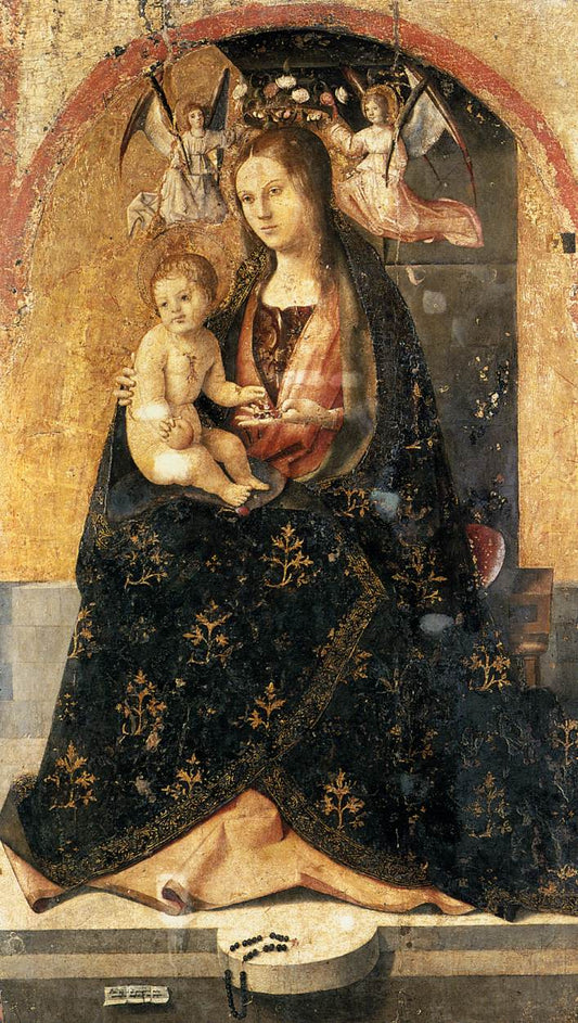Madonna and Child (detail from San Gregorio Polypthych), vintage artwork by Antonello da Messina, A3 (16x12") Poster Print