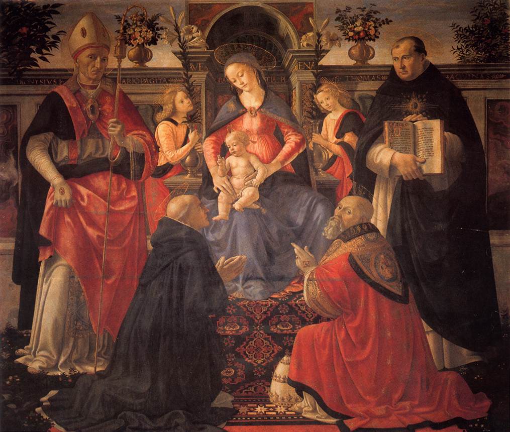 Madonna and Child Enthroned between Angels and Saints, vintage artwork by Domenico Ghirlandaio, A3 (16x12") Poster Print
