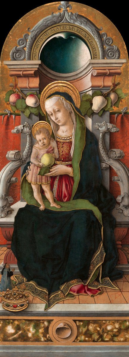 Madonna and Child Enthroned with Donor, vintage artwork by Carlo Crivelli, A3 (16x12") Poster Print