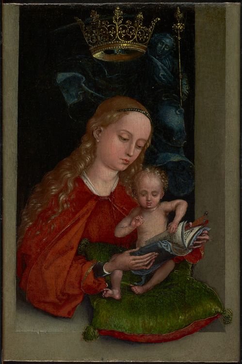 Madonna and Child in a Window, vintage artwork by Martin Schongauer, A3 (16x12") Poster Print