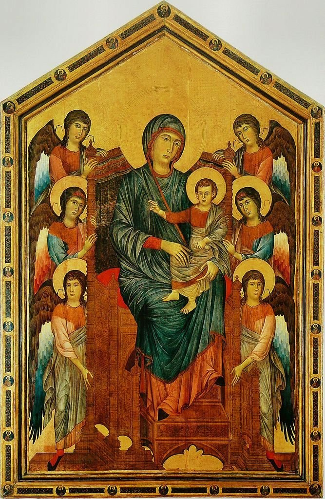 Madonna and Child in Majesty with Six Angels, vintage artwork by Cimabue, 12x8" (A4) Poster