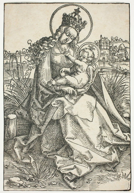 Madonna and Child on a Grassy Bench by  Hans Baldung Grien, 23x16"( A2 size) Poster Print