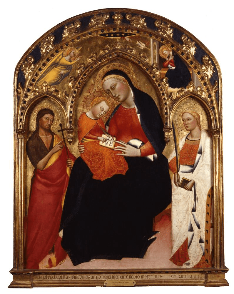 Madonna and Child, Saint John the Baptist and Saint Catherine of Alexandria, vintage artwork by Giovanni del Biondo, A3 (16x12") Poster Print