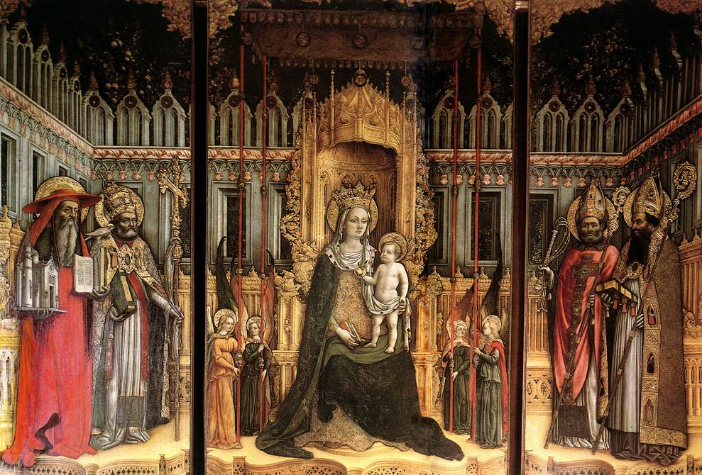 Madonna and Child Surrounded by  Saints (Triptych), vintage artwork by Antonio Vivarini, A3 (16x12") Poster Print