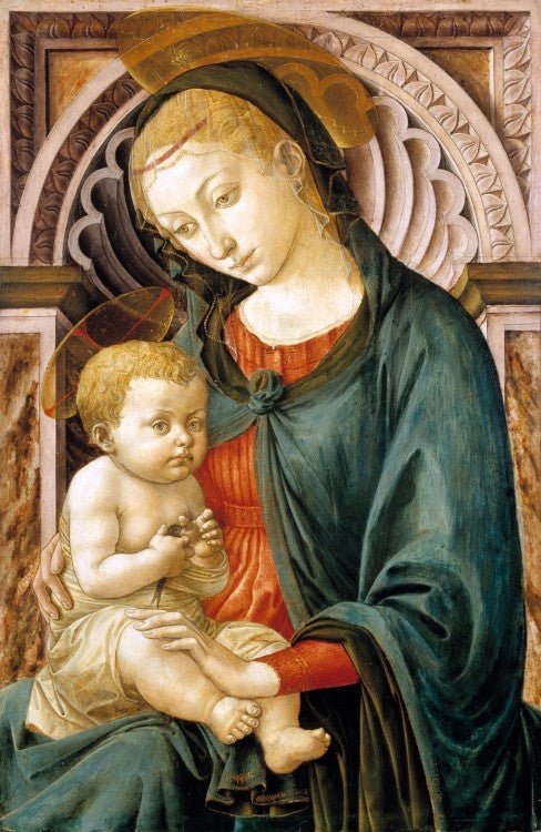 Madonna and Child with a Swallow, vintage artwork by Pesellino, A3 (16x12") Poster Print