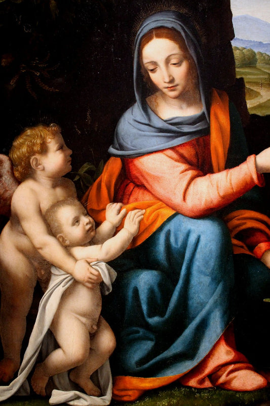 Madonna and Child with an Angel, vintage artwork by Bernardino Luini, A3 (16x12") Poster Print