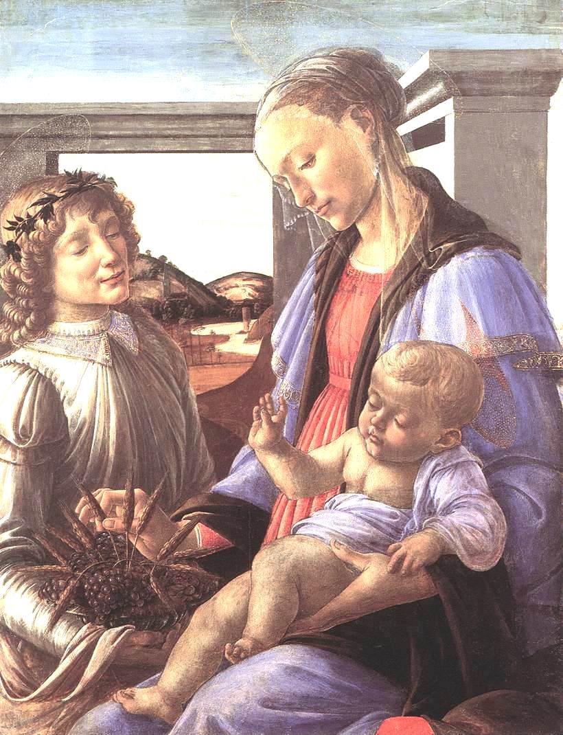 Madonna and Child with an Angel, vintage artwork by Sandro Botticelli, A3 (16x12") Poster Print