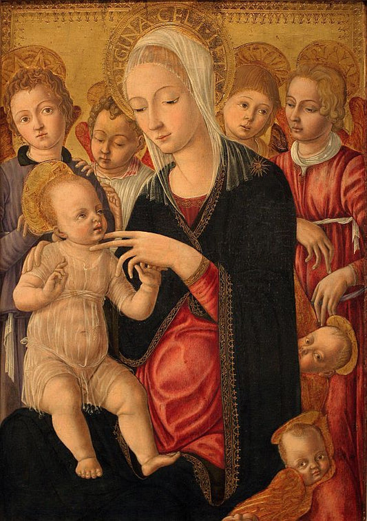 Madonna and Child with Angels and Cherubim, vintage artwork by Matteo di Giovanni, A3 (16x12") Poster Print