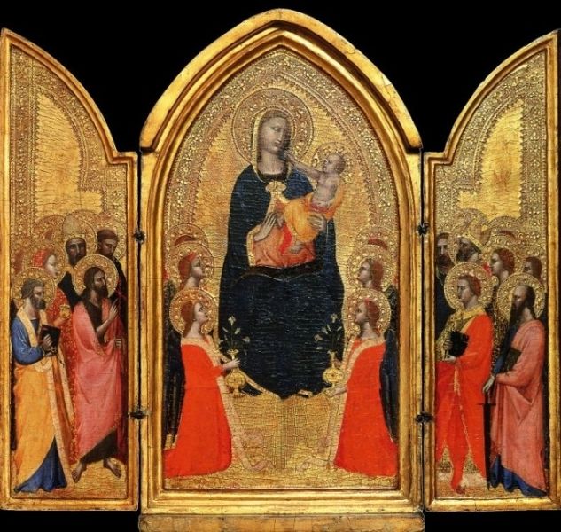 Madonna and Child with Angels and Saints, vintage artwork by Andrea Orcagna, A3 (16x12") Poster Print