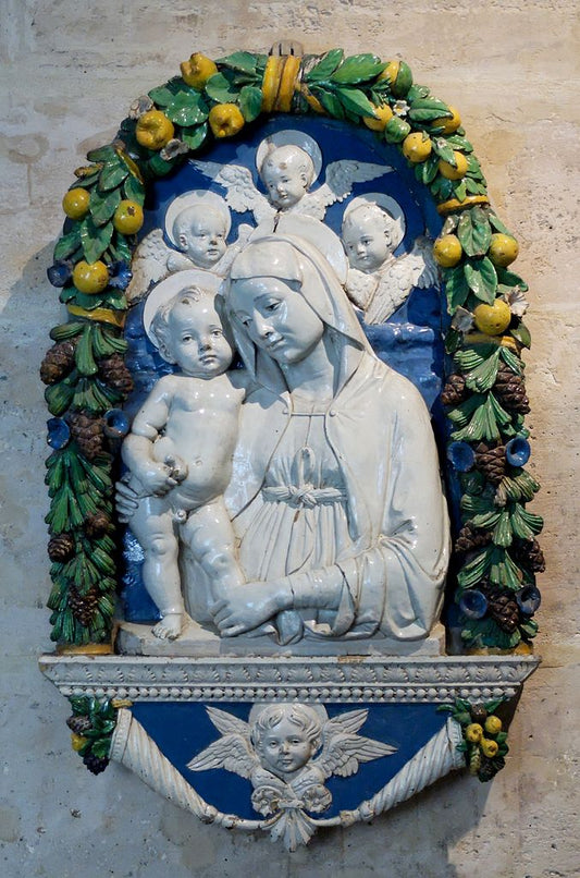 Madonna and Child with Angles, vintage artwork by Andrea della Robbia, A3 (16x12") Poster Print