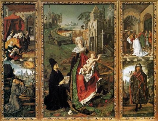 Madonna and Child with Donor in a Landscape, vintage artwork by Bartolome Bermejo, A3 (16x12") Poster Print