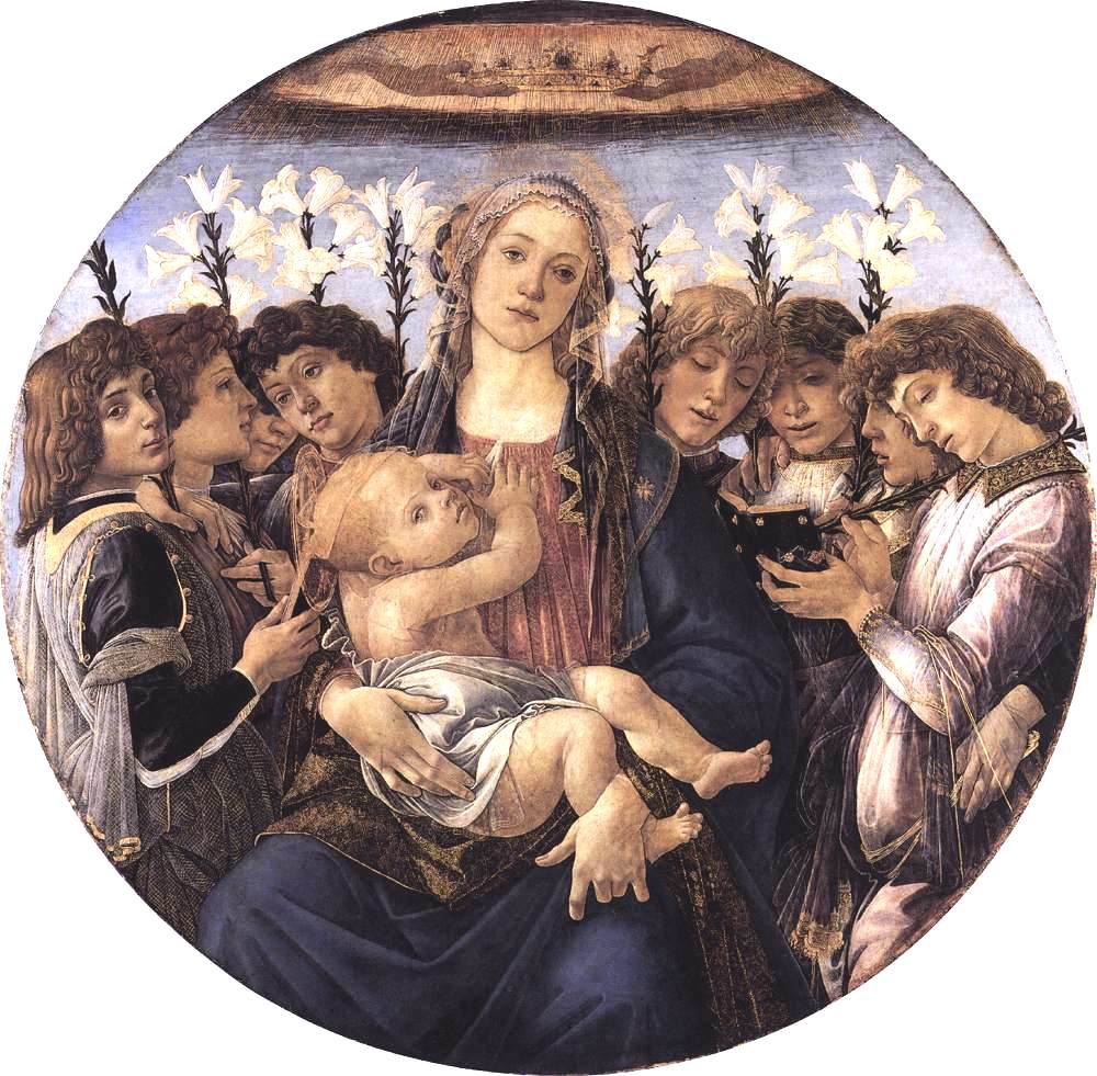 Madonna and Child with Eight Angels, vintage artwork by Sandro Botticelli, A3 (16x12") Poster Print