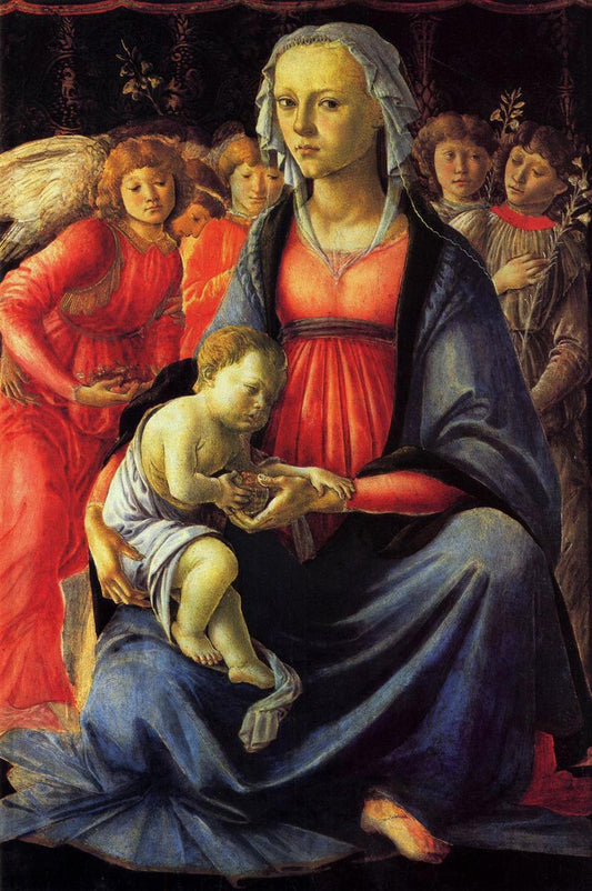 Madonna and Child with Five Angels, vintage artwork by Sandro Botticelli, A3 (16x12") Poster Print