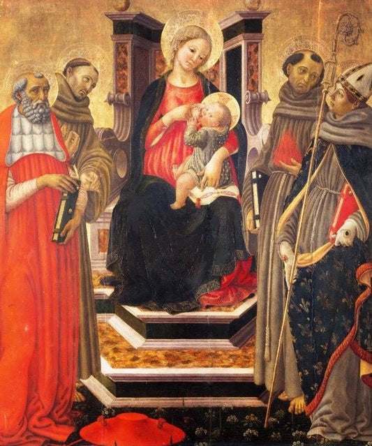 Madonna and Child with Four Saints, vintage artwork by Francesco Botticini, A3 (16x12") Poster Print