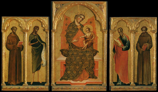 Madonna and Child with Four Saints, vintage artwork by Paolo Veneziano, A3 (16x12") Poster Print
