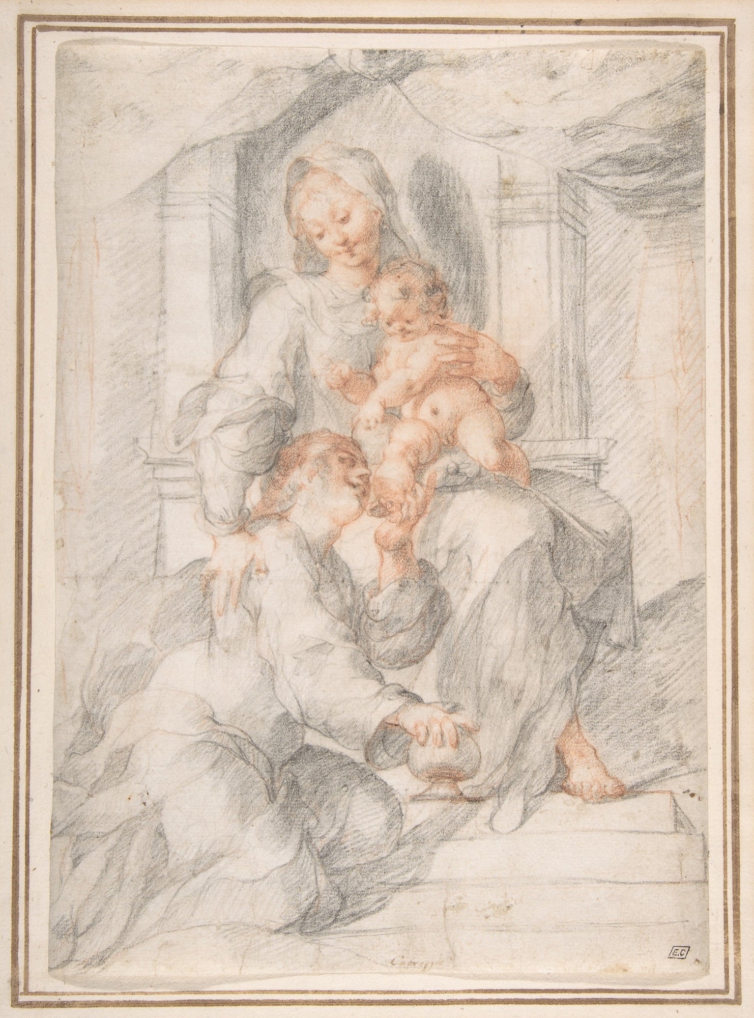 Madonna and Child with Mary Magdalen, vintage artwork by Joseph Heintz the Elder, A3 (16x12") Poster Print